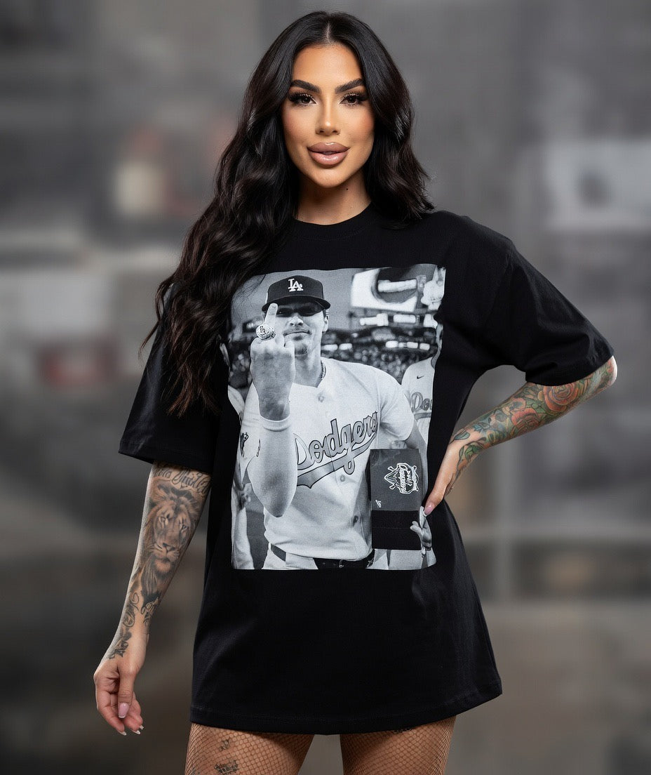 LA Baseball Ring Finger Graphic Tee