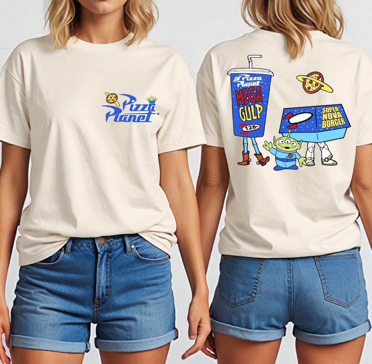 Space Ranger and Cowboy Pizza Tee